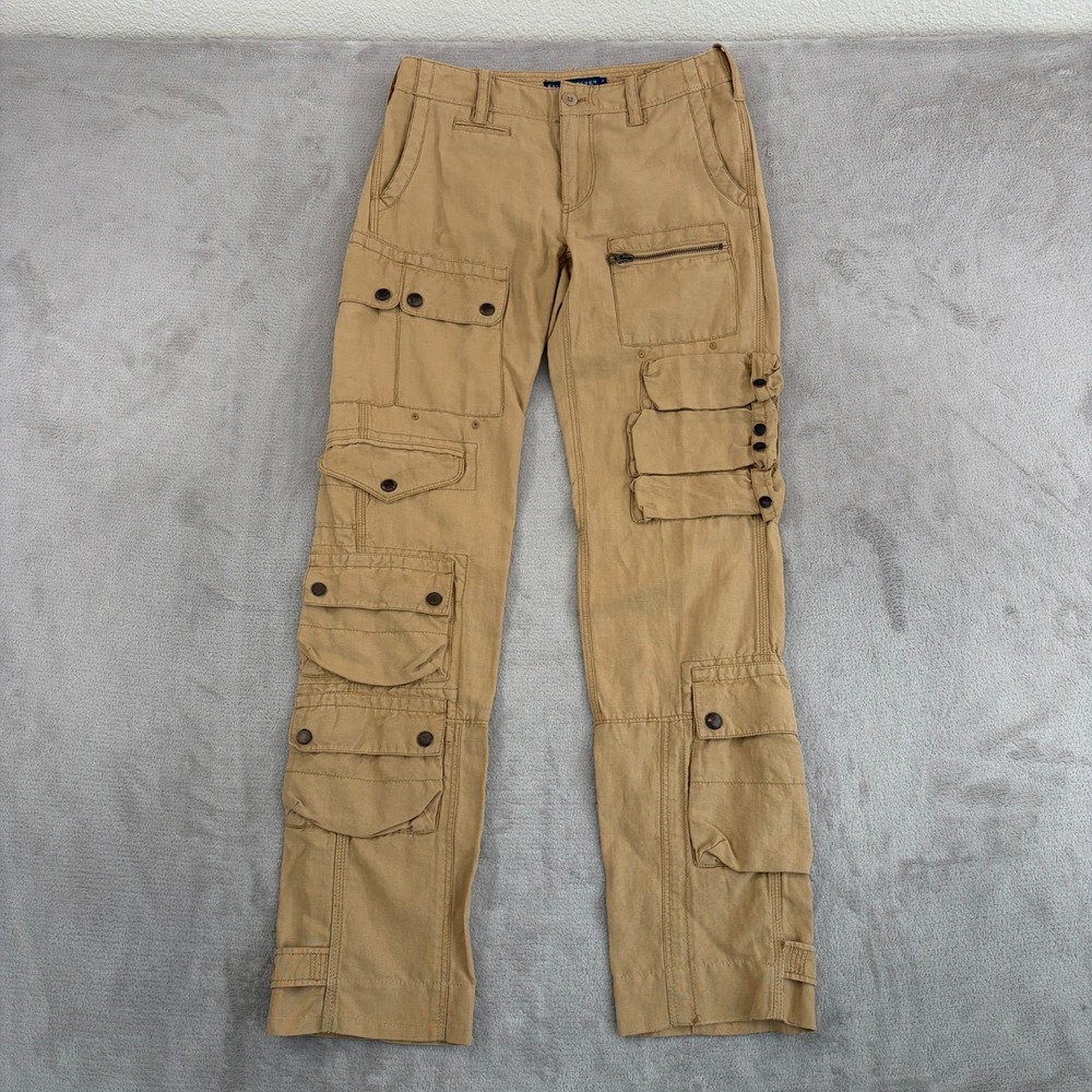 Ralph Lauren Cargo Utility Paratrooper Parachute‎ Pants Women 2 Silk Linen Blend